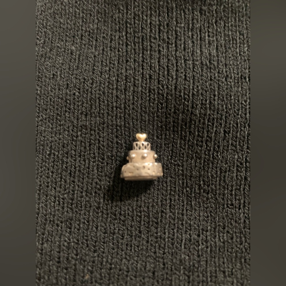 Retired Pandora Silver Cake Charm with Heart